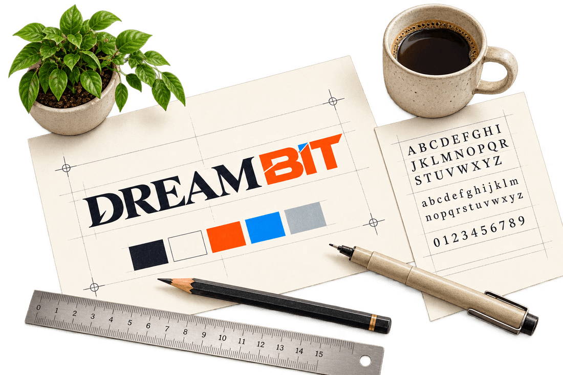 A DREAM BIT identity proof, typography and colour swatches